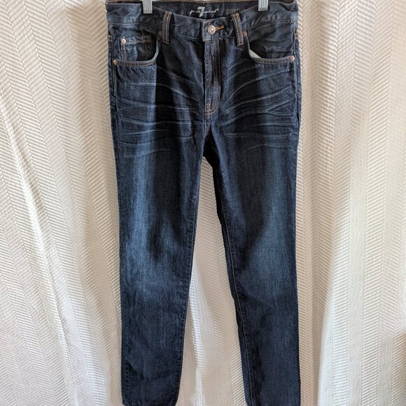 7 for all Mankind Men's Paxtyn Jeans Skinny Slim 28x31 Dark Wash Denim NWOT - Picture 1 of 10